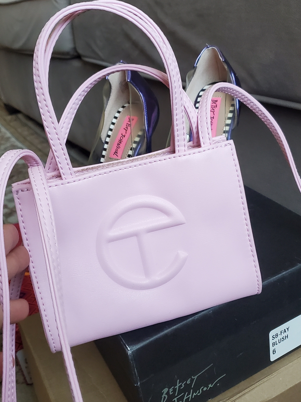 Telfar Small Shopping Bag Crossbody in Light Pink - Picture 8 of 10